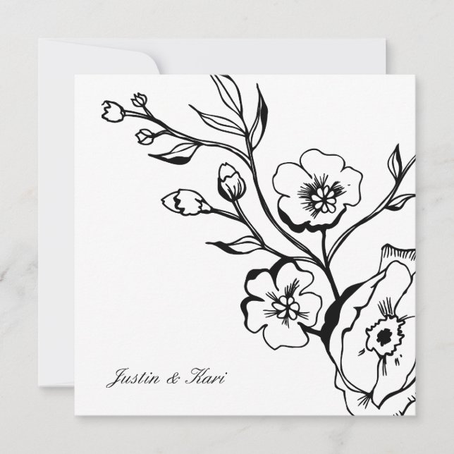 Invitation Noir et blanc luxuriant 311 (Devant)