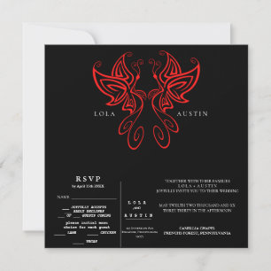 Invitation Noir et blanc Mariage d'élégance moderne ROUGE tou