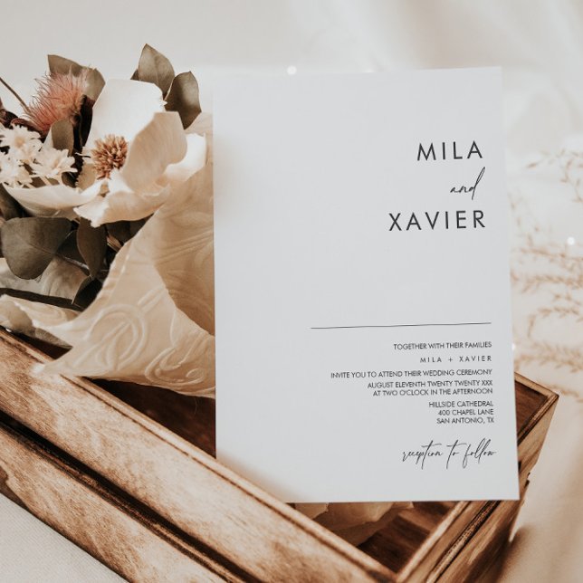 Invitation Noir et blanc | Mariage minimaliste moderne (Créateur téléchargé)