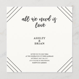 Invitation Noir et blanc minimal d'amour