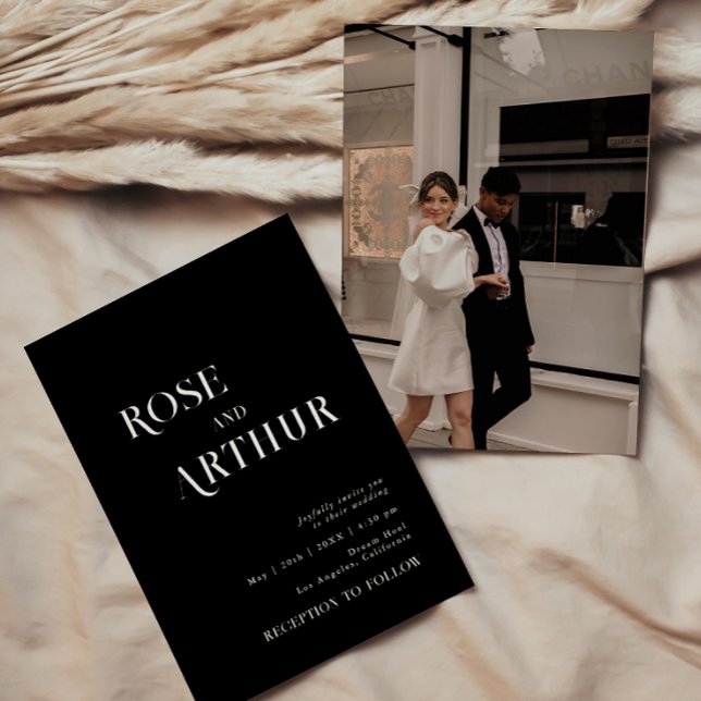 Invitation Noir et blanc minimaliste et chic (Créateur téléchargé)