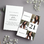 Invitation Noir et blanc minimum 3 photo 21e anniversaire<br><div class="desc">Célébrez dans le style avec notre invitation moderne et élégante de 21e anniversaire. Personnalisez-le avec trois photos et ajoutez votre propre texte pour le rendre vraiment unique. Le design sophistiqué et les détails personnalisables impressionneront vos invités. Préparez-vous à une célébration élégante qui reflète votre personnalité. si vous avez un problème...</div>
