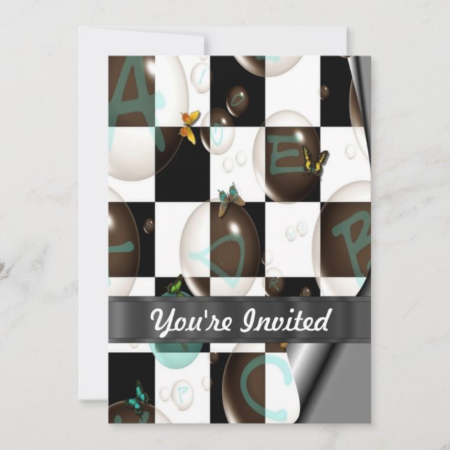 Invitation Noir et blanc moderne (Devant)