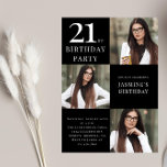 Invitation Noir et blanc moderne 3 photo 21e anniversaire<br><div class="desc">Célébrez dans le style avec notre invitation moderne et élégante de 21e anniversaire. Personnalisez-le avec trois photos et ajoutez votre propre texte pour le rendre vraiment unique. Le design sophistiqué et les détails personnalisables impressionneront vos invités. Préparez-vous à une célébration élégante qui reflète votre personnalité. si vous avez un problème...</div>