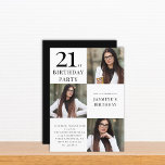 Invitation Noir et blanc moderne 3 photo 21e anniversaire<br><div class="desc">Célébrez dans le style avec notre invitation moderne et élégante de 21e anniversaire. Personnalisez-le avec trois photos et ajoutez votre propre texte pour le rendre vraiment unique. Le design sophistiqué et les détails personnalisables impressionneront vos invités. Préparez-vous à une célébration élégante qui reflète votre personnalité. si vous avez un problème...</div>