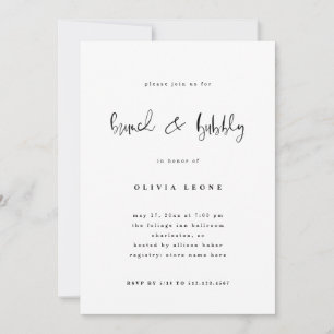 Invitation Noir et blanc moderne Brunch et bulle