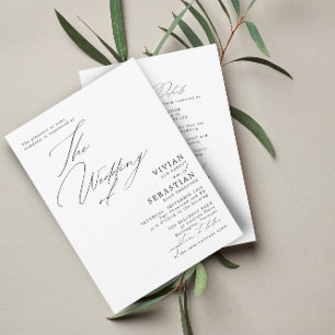 Invitation Noir et Blanc moderne Mariage RSVP QR Code