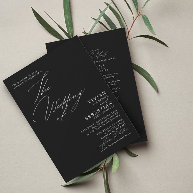 Invitation Noir et Blanc moderne Mariage RSVP QR Code (Créateur téléchargé)