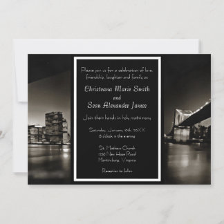 Invitation Noir et blanc moderne New York à la Mariage de nui