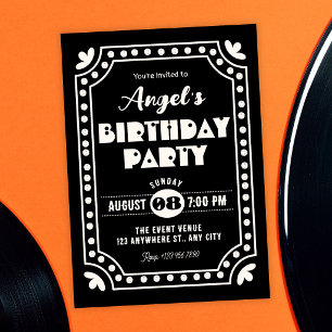 Invitation Noir et blanc Retro anniversaire amusant