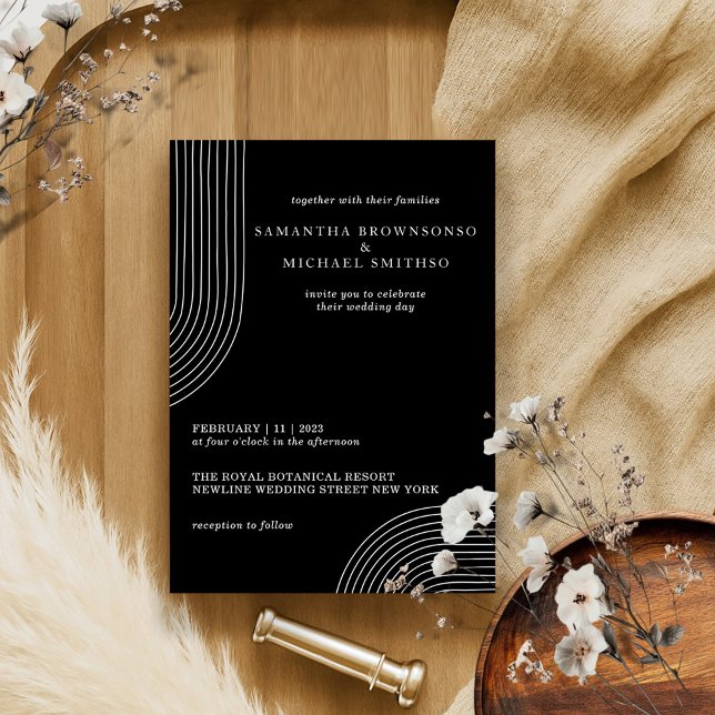 Invitation Noir et Blanc Simple Moderne Minimal Géométrique (Créateur téléchargé)