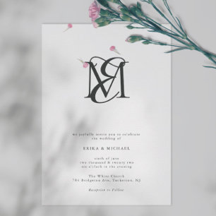 Invitation Noir et blanc Simple moderne Monogramme Mariage