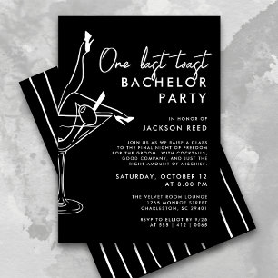 Invitation Noir et blanc Un Dernier Toast Martini Bachelor