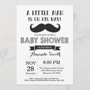 Invitation Noir et gris d'invitation de baby shower de