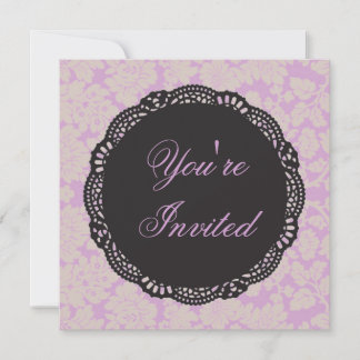 Invitation Noir et Lilac Damask