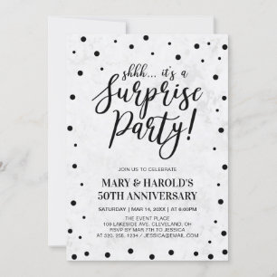 Invitation Noir et marbre   50e anniversaire du Mariage surpr
