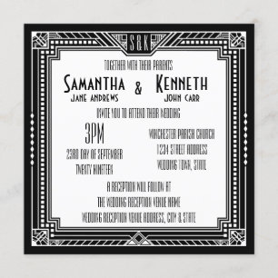 Invitation Noir et n'importe quelle couleur Grand Gatsby Mari