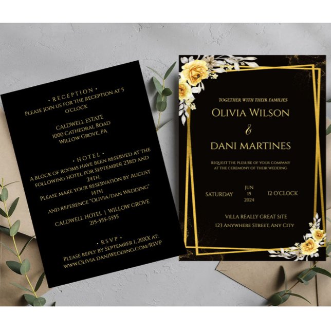 Invitation Noir et or (Créateur téléchargé)