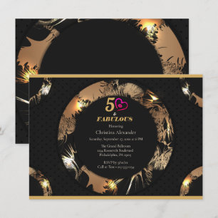 Invitation Noir et Or 50e Anniversaire de la fête Classique