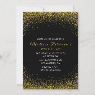 Invitation Noir et Or 89e anniversaire Glam Glitter