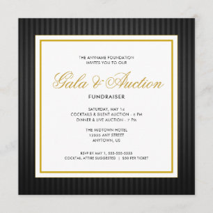 Invitation Noir et or   Enchères de gala et collecte de fonds