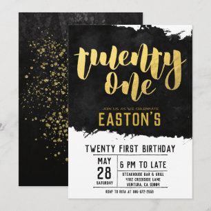Invitation Noir et or Fête du 21e anniversaire