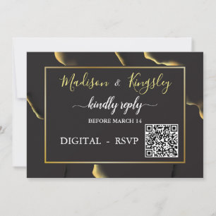 Invitation Noir et or 💡 huile d'encre Abstraite moderne