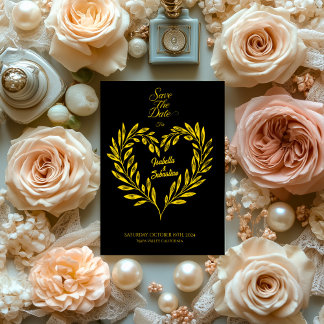 Invitation Noir et Or Sauvegarder la Date - Mariage Intempore