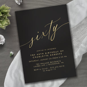 Invitation Noir et or   Simple Glam Luxe 60e anniversaire
