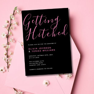 Invitation Noir et rose moderne s'accrocher