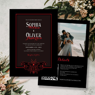 Invitation Noir et rouge romantique gothique Tout en un Maria