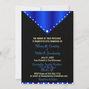 Invitation Noir et Royal Bleu Élégant Mariage moderne
