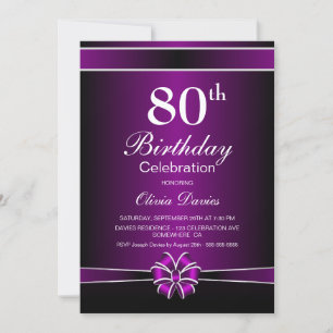 Invitation Noir et violet 80e anniversaire