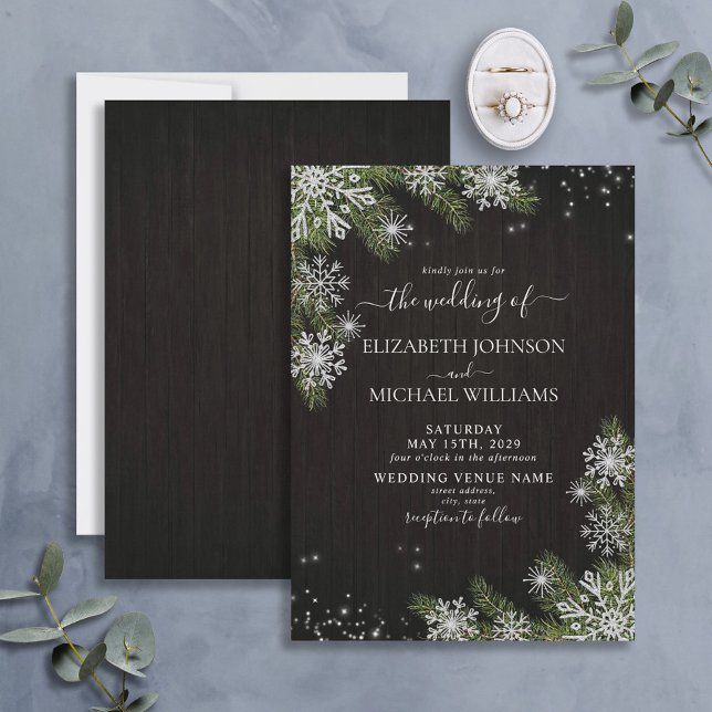 Invitation Noir foncé Rustique Argent Mariage de verdure hive (Créateur téléchargé)