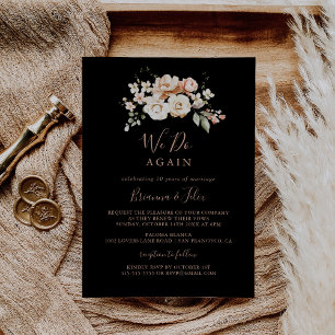 Invitation Noir Forme Royal Floral Nous Réagissons Vow Renouv