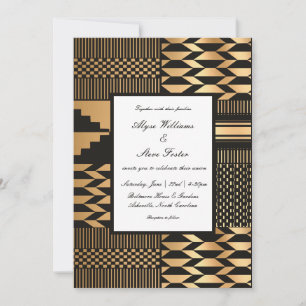 Invitation Noir - Gold Kente (Blanc)