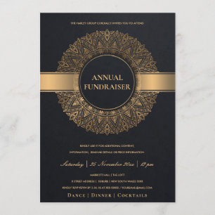 INVITATION NOIR GOLD ORNATE MANDALA CORPORATE PARTY