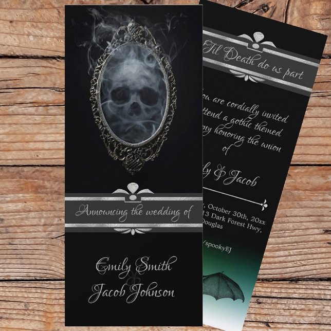 Invitation Noir gothique Halloween Mariage Ghoost crâne et ch (Créateur téléchargé)