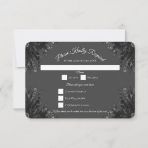 Invitation Noir Gris Rose Mariage gothique RSVP Réponse