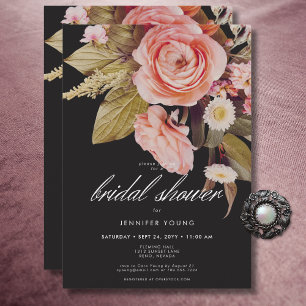 Invitation Noir Humeur Maussade Fard Rose Fleurs S'épanouisse