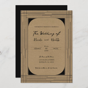 Invitation Noir Kraft minima lignes modernes Mariage