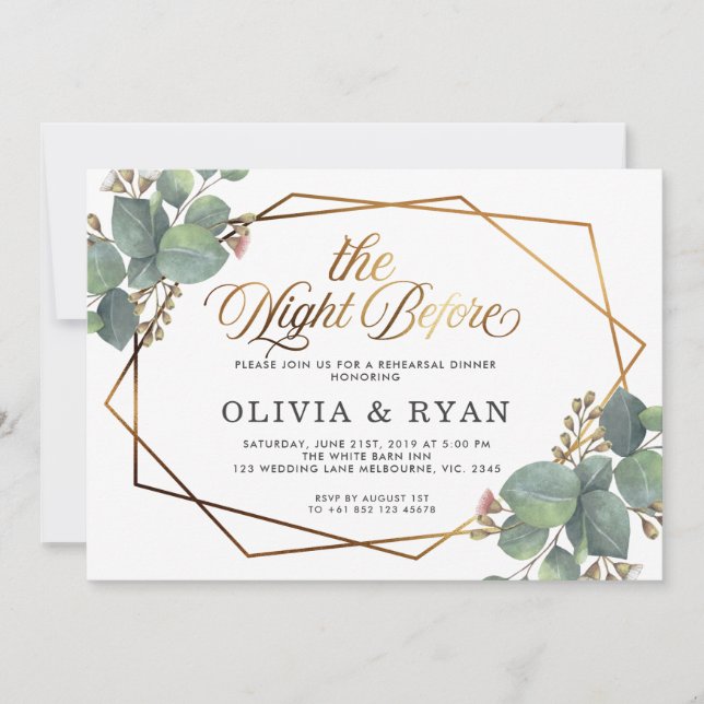 Invitation Noir la nuit avant l'invitation geo eucalyptus (Devant)