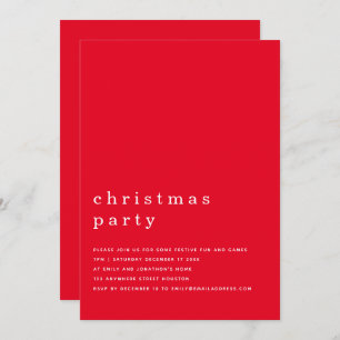 Invitation Noir minimal Noir Blanc Noël Party Rouge