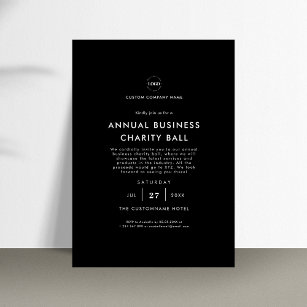 Invitation Noir minimaliste Logo Business Company Event Party