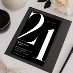 Invitation Noir minimaliste moderne Chic 21e anniversaire<br><div class="desc">Noir minimaliste Moderne Chic 21ème anniversaire Invitation</div>