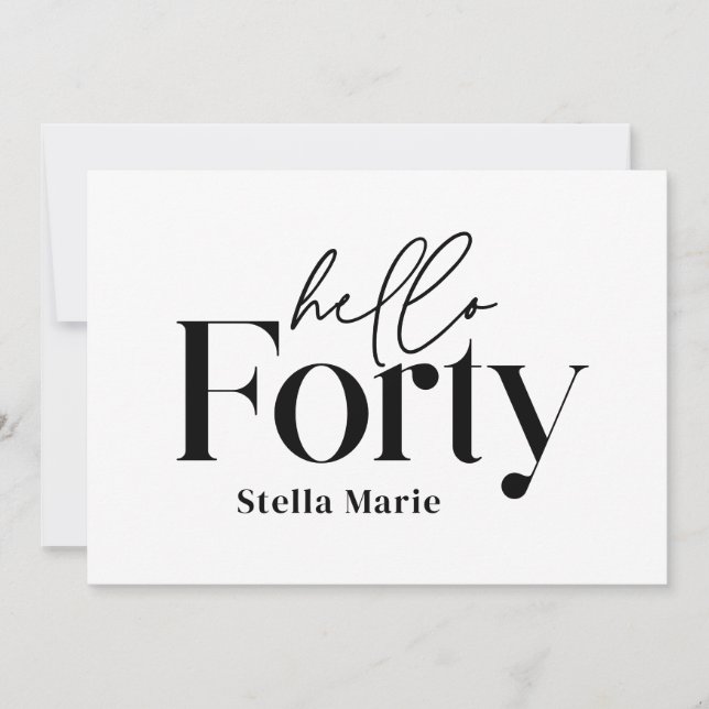 Invitation Noir minimaliste moderne simple 40e anniversaire (Devant)