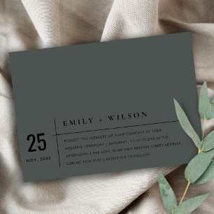 INVITATION NOIR MODERNE MINIMAL SUR MARIAGE DE TYPOGRAPHIE NO