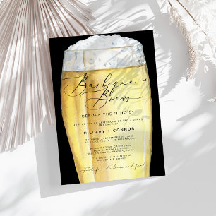 Invitation Noir moderne Sa & Ses Calligraphie BBQ & Brews