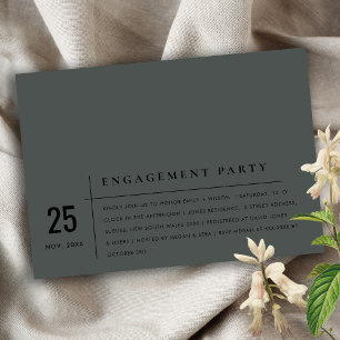 Invitation Noir moderne sur Fiançailles de typographie noire