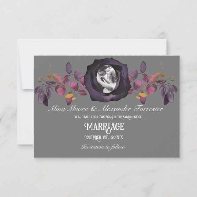 Invitation Noir Noir Noir Noir Noir Photo Sauver Notre Date (Dos)